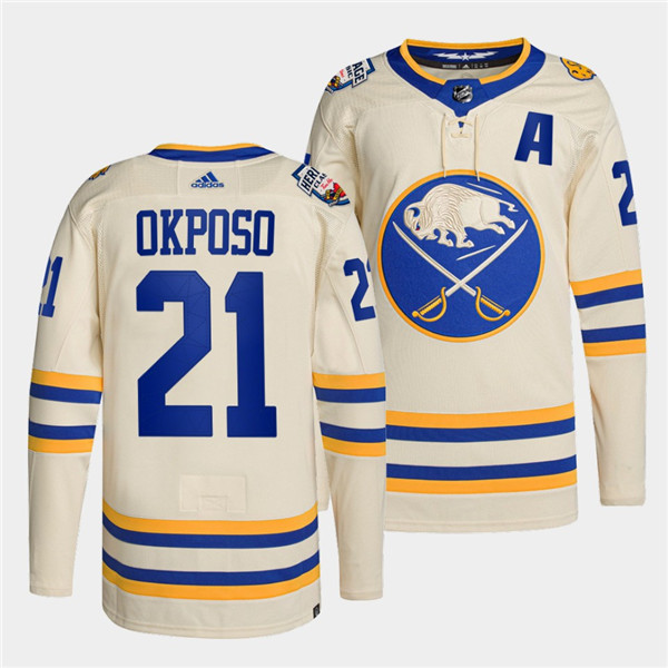 Men's Buffalo Sabres #21 Kyle Okposo 2022 Cream Heritage Classic Stitched Jersey