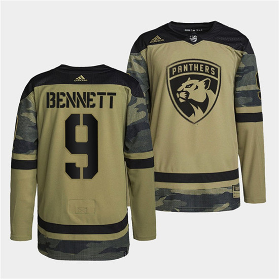 Men's Florida Panthers #9 Sam Bennett 2022 Camo Military Appreciation Night Stitched Jersey