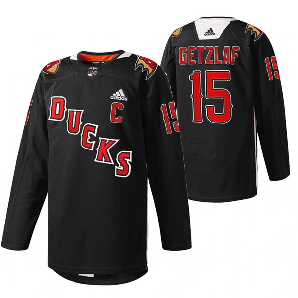 Men's Anaheim Ducks #15 Ryan Getzlaf 2022 Black Angels Night Stitched Jersey