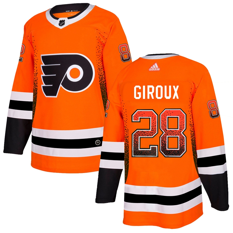 Men's Philadelphia Flyers #28 Claude Giroux Orange Drift Fashion Stitched NHL Jersey