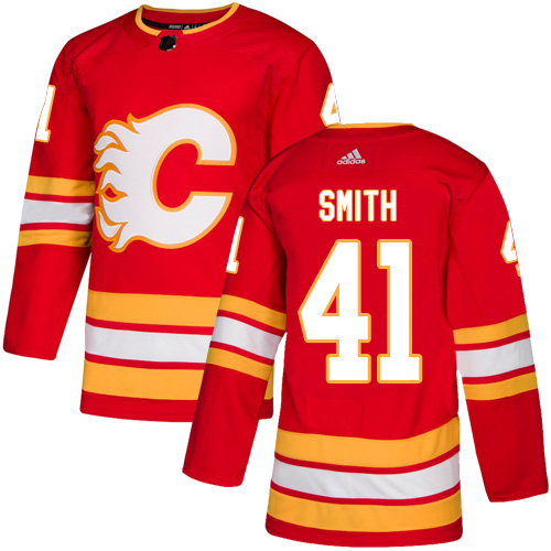 Men's Calgary Flames #41 Mike Smith Red Stitched NHL Jersey