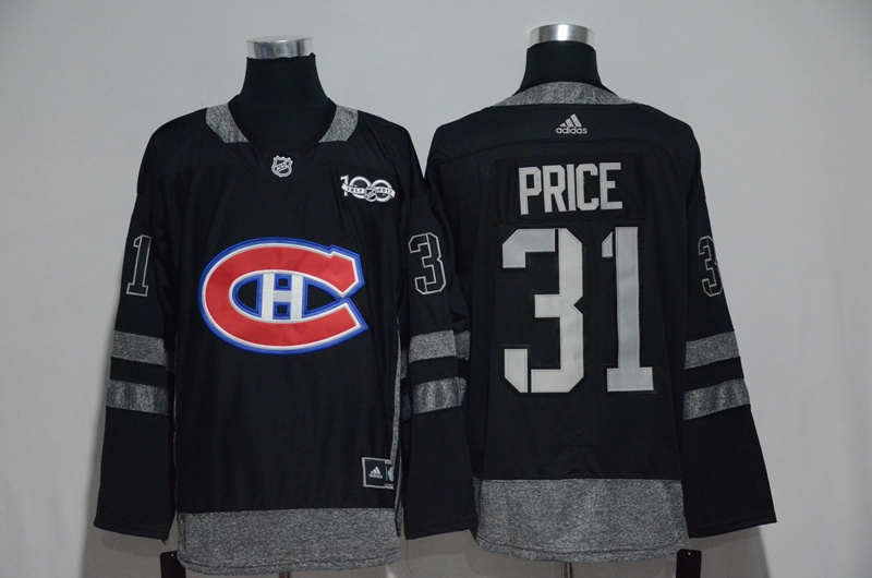 Montreal Canadiens #31 Carey Price Black Men's 1917-2017 100th Anniversary Stitched NHL Jersey