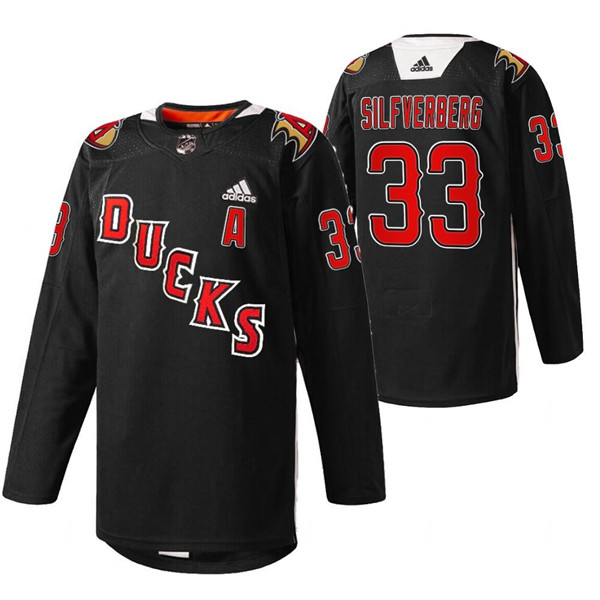 Men's Anaheim Ducks #33 Jakob Silfverberg 2022 Black Angels Night Stitched Jersey