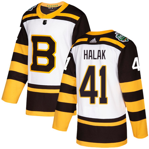 Men's Boston Bruins #41 Jaroslav Halak White 2019 Classic Stitched NHL Jersey