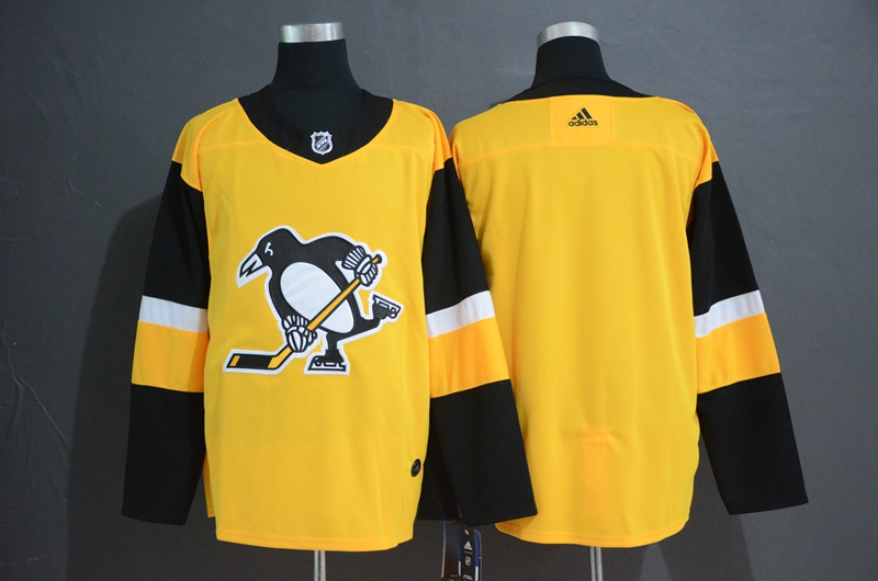 Men's Pittsburgh Penguins Gold Stitched NHL Jersey