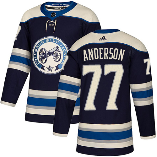 Men's Columbus Blue Jackets #77 Josh Anderson Navy Blue Stitched NHL Jersey