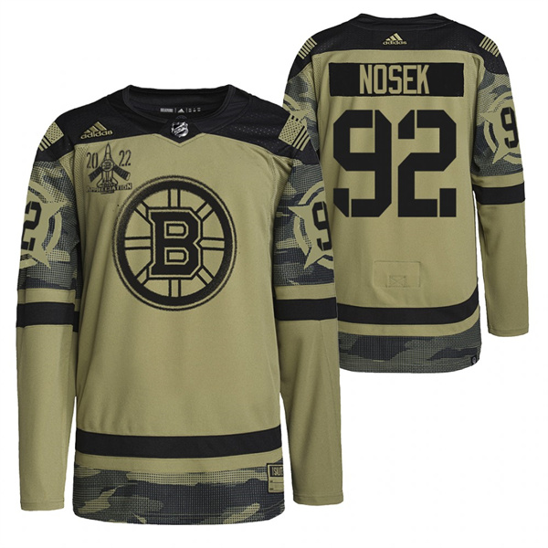 Men's Boston Bruins #92 Tomas Nosek 2022 Camo Military Appreciation Night Stitched Jersey