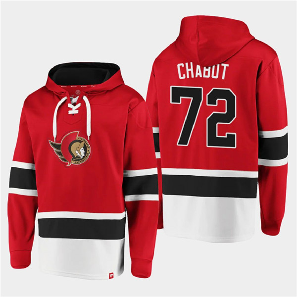 Men's Ottawa Senators #72 Thomas Chabot Red Ageless Must-Have Lace-Up Pullover Hoodie