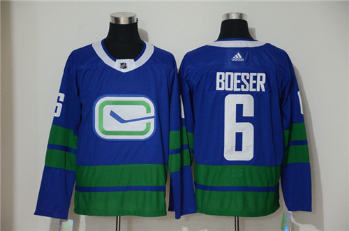 Men's Vancouver Canucks #6 Brock Boeser Blue Stitched NHL Jersey