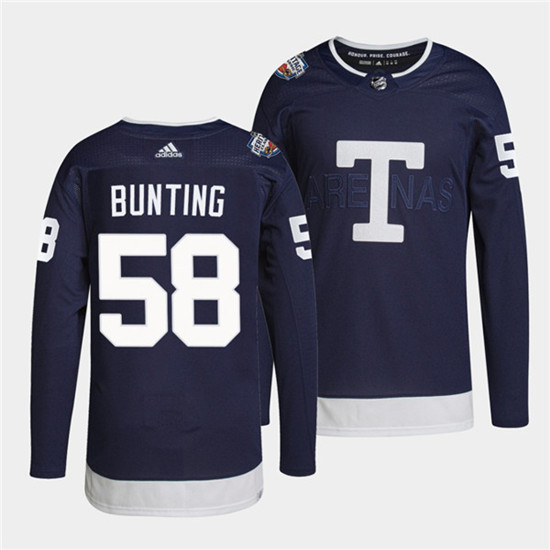 Men's Toronto Maple Leafs #58 Michael Bunting 2022 Heritage Classic Navy Stitched Jersey