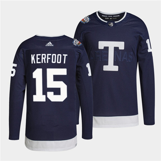 Men's Toronto Maple Leafs #15 Alexander Kerfoot 2022 Heritage Classic Navy Stitched Jersey