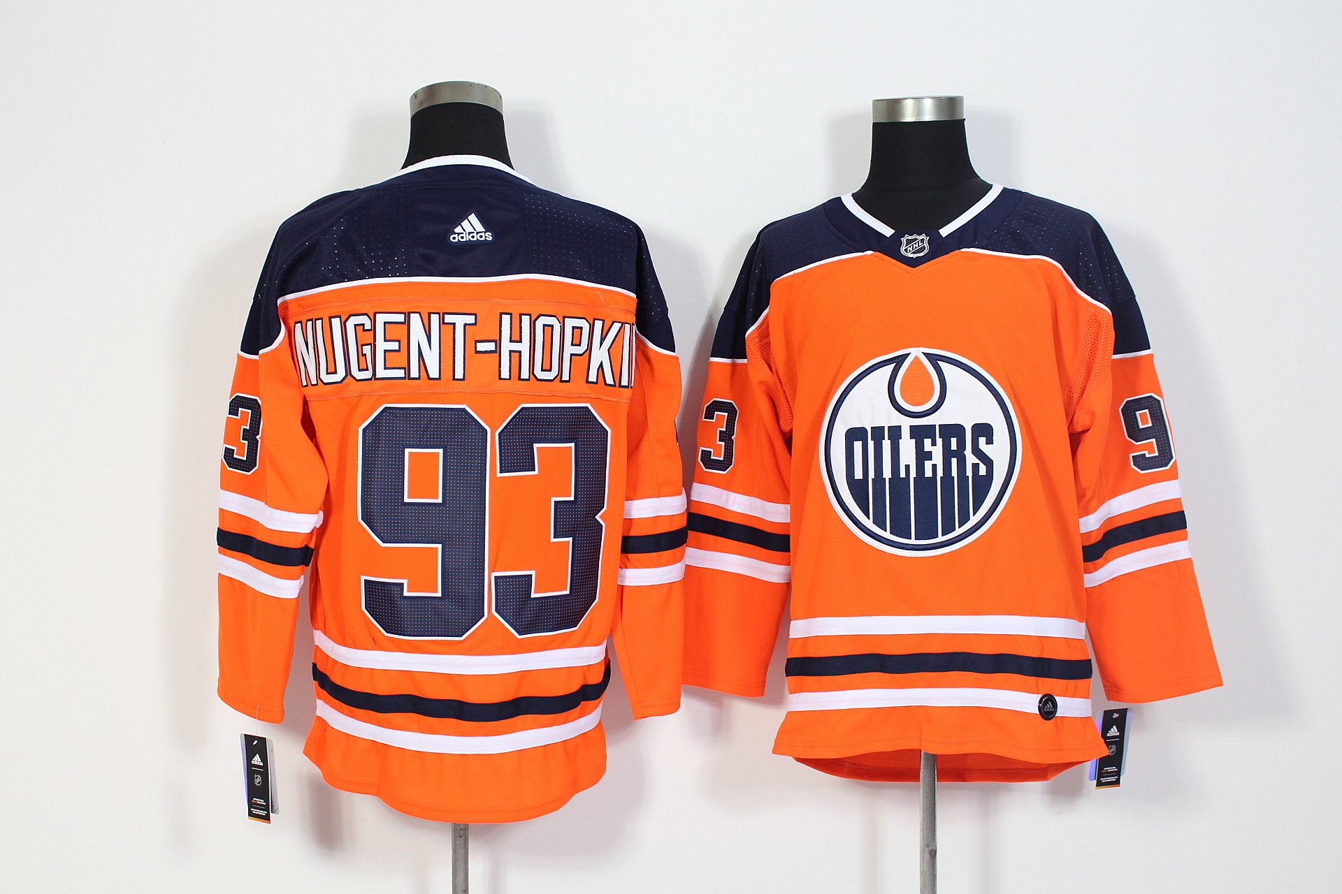 Men's Adidas Edmonton Oilers #93 Ryan Nugent-Hopkins Orange Stitched NHL Jersey