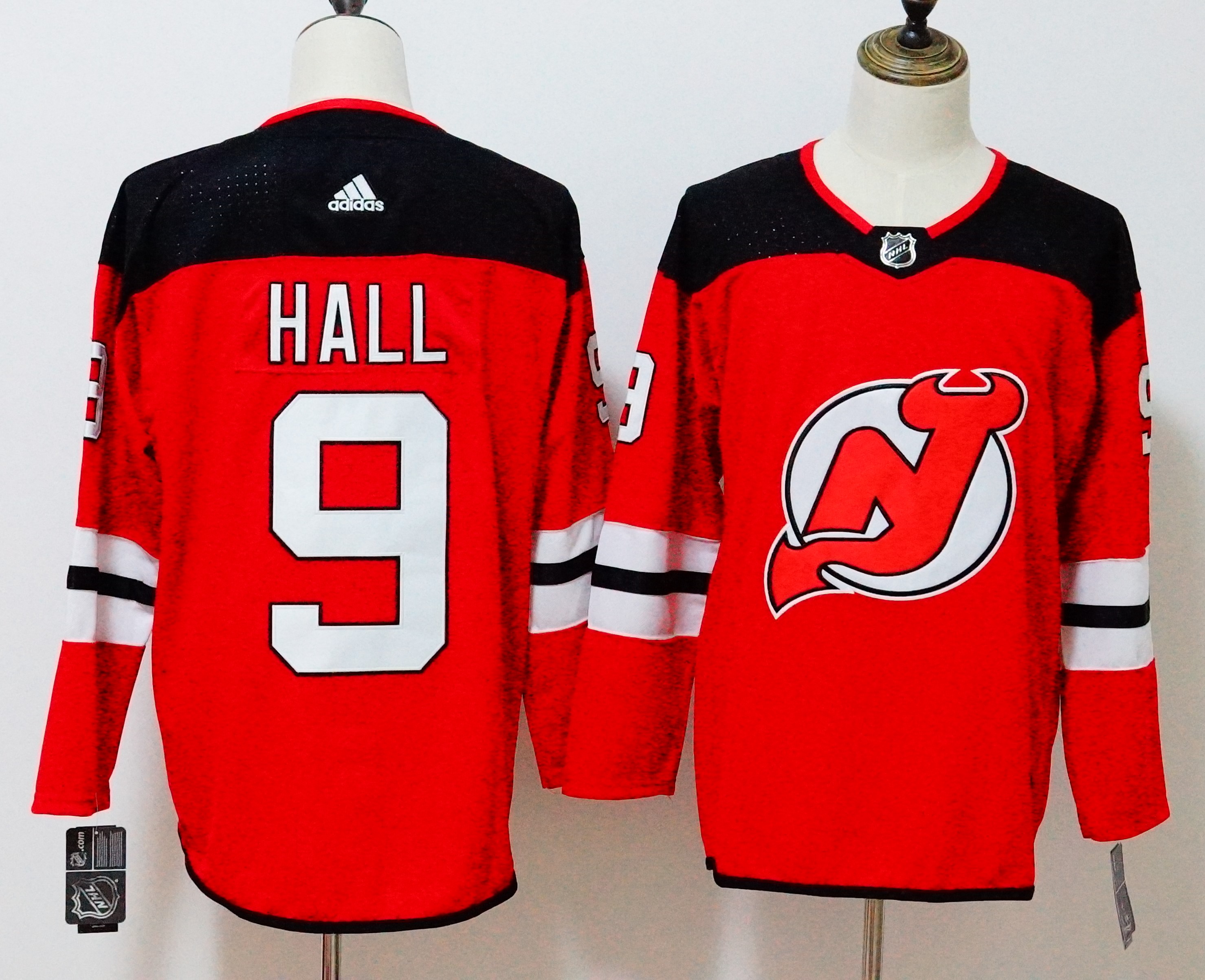Men's Adidas New Jersey Devils #9 Taylor Hall Red Stitched NHL Jersey