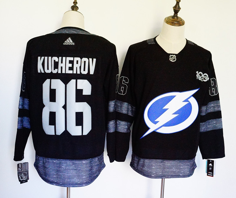Men's Adidas Tampa Bay Lightning #86 Nikita Kucherov Black 1917-2017 100th Anniversary Stitched NHL Jersey