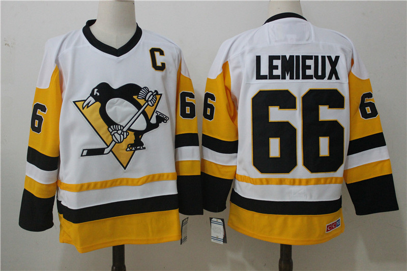 Men's Pittsburgh Penguins #66 Mario Lemieux White Throwback CCM Stitched NHL Jersey