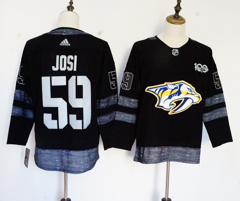 Men's Adidas Nashville Predators #59 Roman Josi Black 1917-2017 100th Anniversary Stitched NHL Jersey