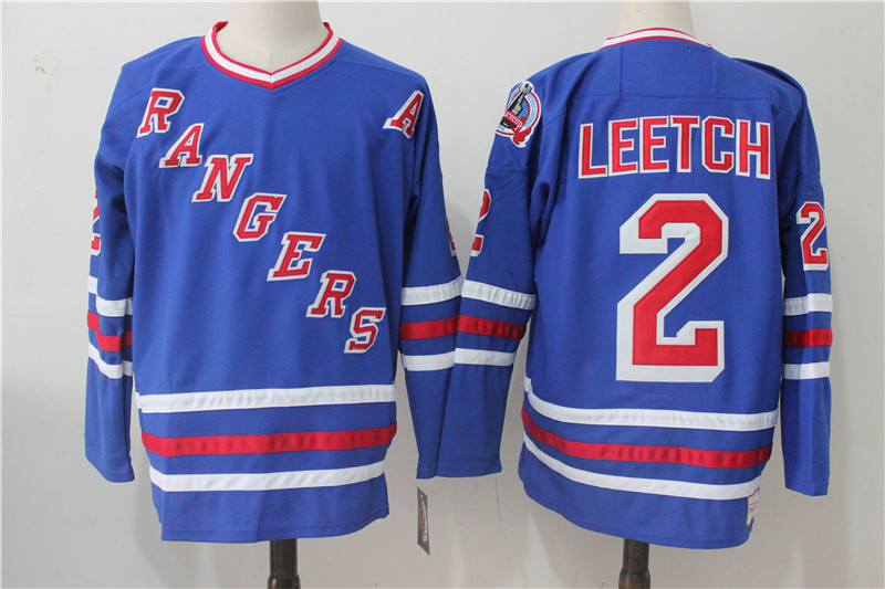 Men's New York Rangers #2 Brian Leetch Royal Throwback CCM Stitched NHL Jersey