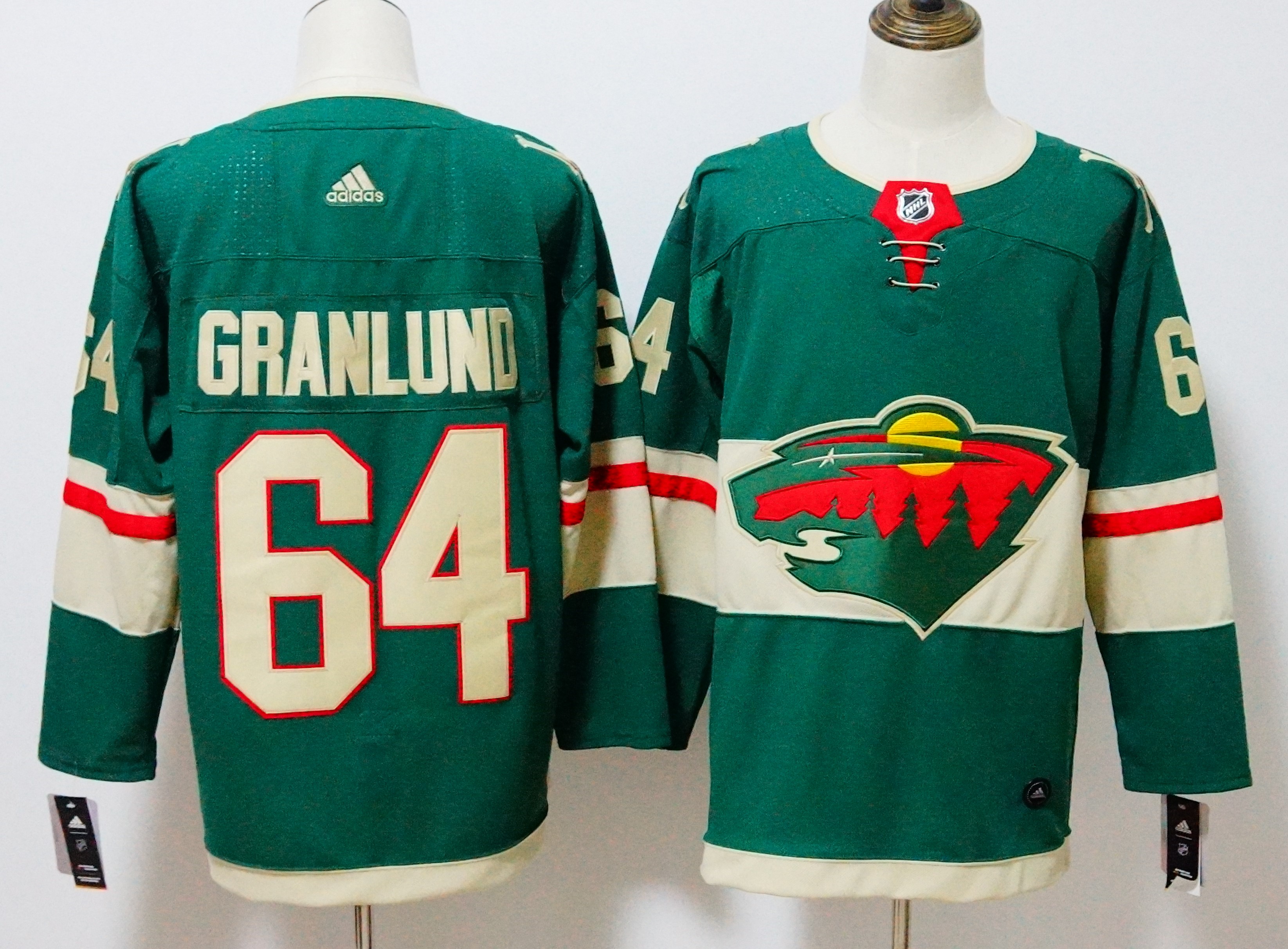 Men's Adidas Minnesota Wild #64 Mikael Granlund Green Stitched NHL Jersey
