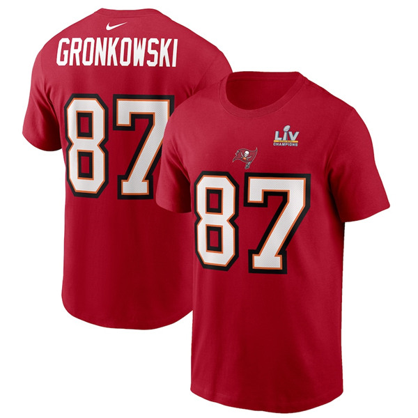 Men's Tampa Bay Buccaneers #87 Rob Gronkowski Red Super Bowl LV NFL T-Shirt