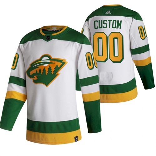 Men's Minnesota Wild White Custom Name Number Size 2021 White Reverse Retro Stitched NHL Jersey