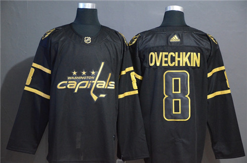 Men's Washington Capitals #8 Alex Ovechkin Black Golden Stitched NHL Jersey