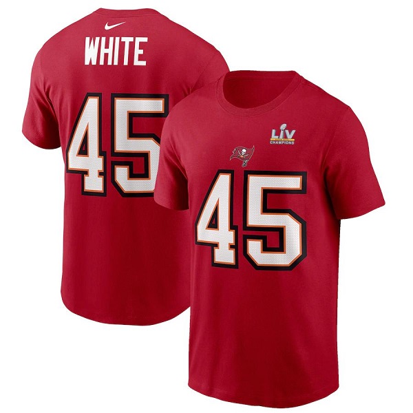 Men's Tampa Bay Buccaneers #54 Lavonte David Red Super Bowl LV NFL T-Shirt