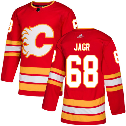 Men's Adidas Calgary Flames #68 Jaromir Jagr Red Stitched NHL Jersey