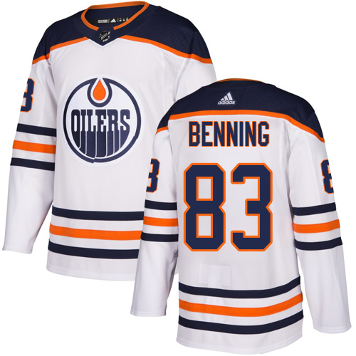 Men's Edmonton Oilers #83 Matt Benning White Stitched NHL Jersey