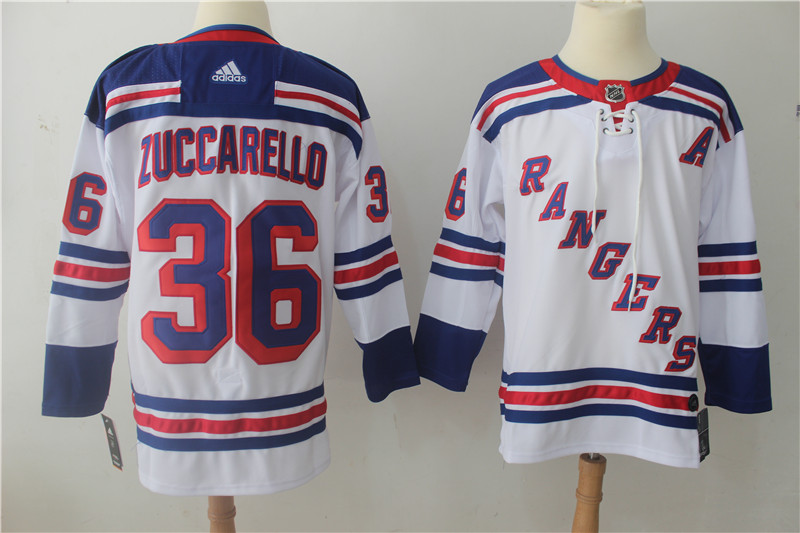 Men's Adidas New York Rangers #36 Mats Zuccarello White Stitched NHL Jersey