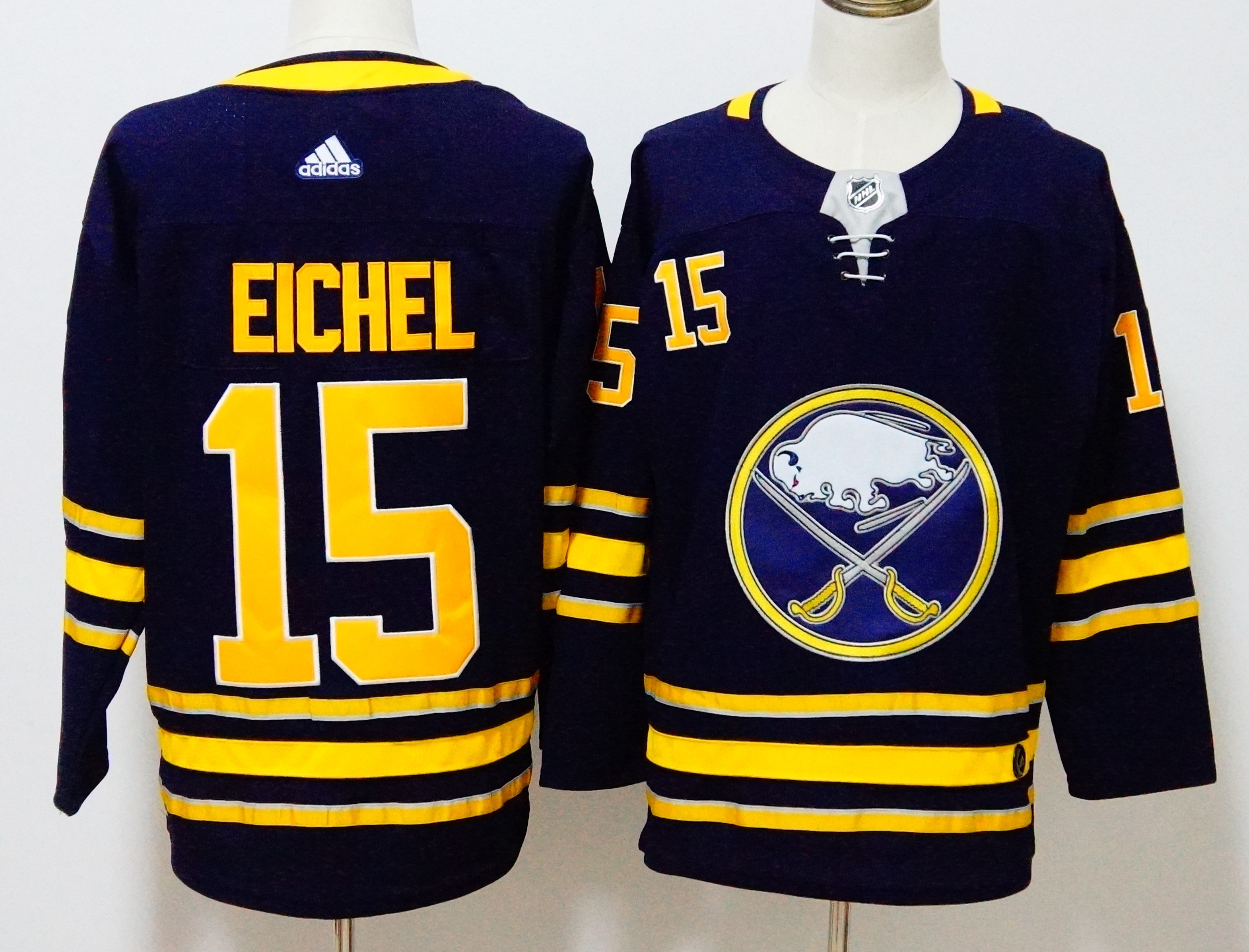 Men's Adidas Buffalo Sabres #15 Jack Eichel Navy Stitched NHL Jersey
