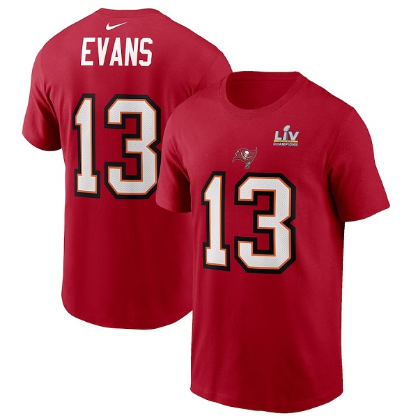 Men's Tampa Bay Buccaneers #13 Mike Evans Red Super Bowl LV NFL T-Shirt