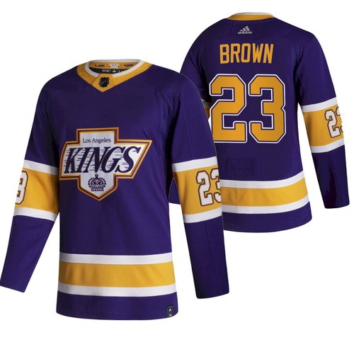 Men's Los Angeles Kings #23 Dustin Brown Purple 2020-21 Reverse Retro Stitched NHL Jersey