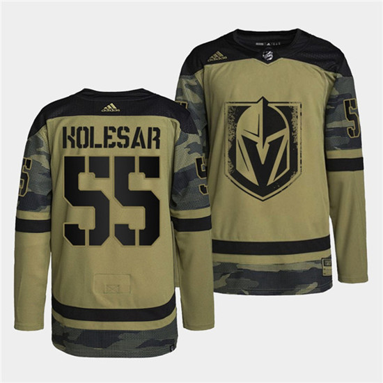 Men's Vegas Golden Knights #55 Keegan Kolesar 2022 Camo Military Appreciation Night Stitched Jersey
