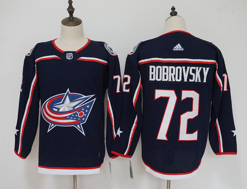 Men's Adidas Columbus Blue Jackets #72 Sergei Bobrovsky Navy Stitched NHL Jersey