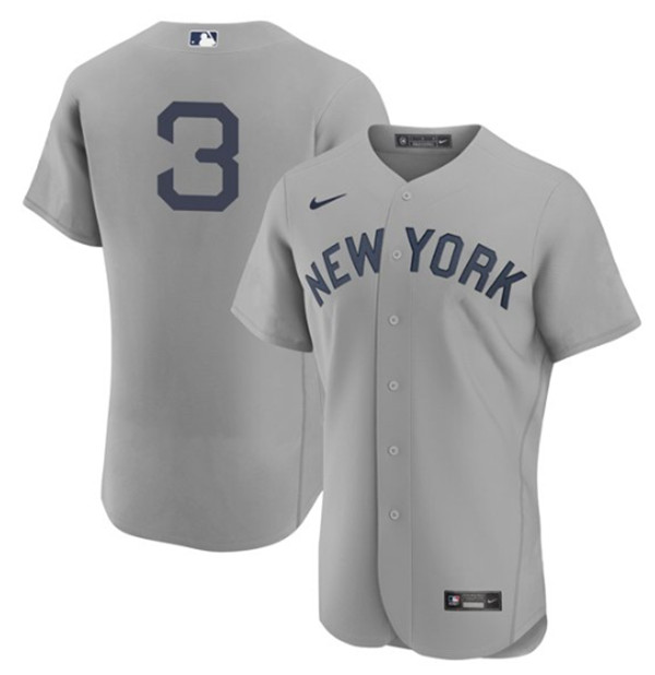 Men's New York Yankees #3 Babe Ruth 2021 Gray Field Of Dreams Flex Base Stitched Baseball Jersey