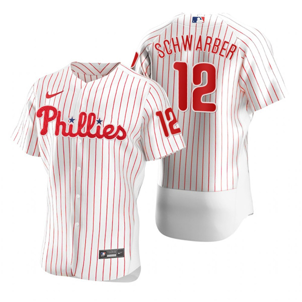Men's Philadelphia Phillies #12 Kyle Schwarber 2021 White Flex Base Stitched Baseball Jersey