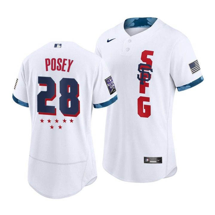 Men's San Francisco Giants #28 Buster Posey 2021 White All-Star Flex Base Stitched Baseball Jersey