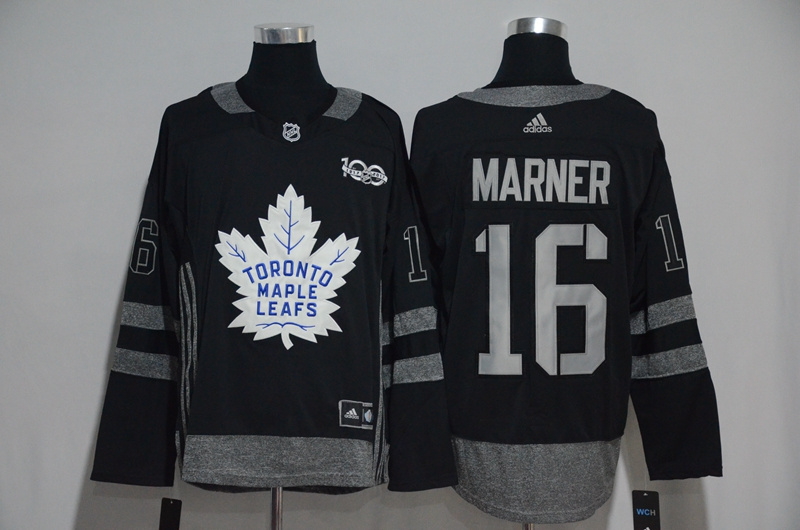 Toronto Maple Leafs #16 Mitchell Marner Black Men's 1917-2017 100th Anniversary Stitched NHL Jersey