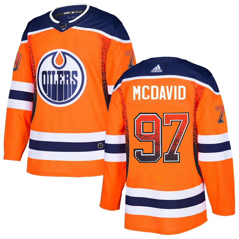 Men's Edmonton Oilers #97 Connor McDavid Orange Drift Fashion Stitched NHL Jersey