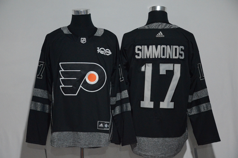 Philadelphia Flyers #17 Wayne Simmonds Black Men's 1917-2017 100th Anniversary Stitched NHL Jersey