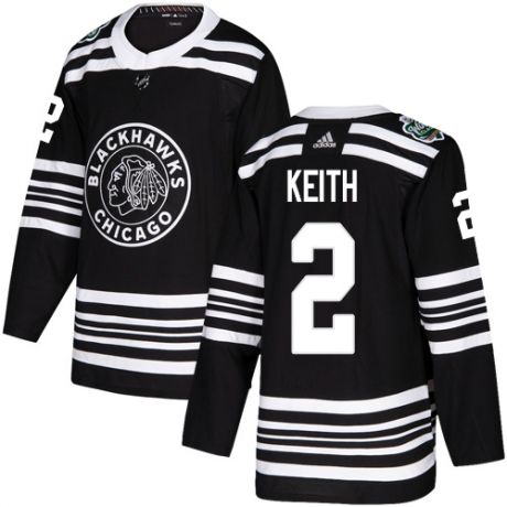 Men's Chicago Blackhawks #2 Duncan Keith Black 2019 Winter Classic Stitched NHL Jersey