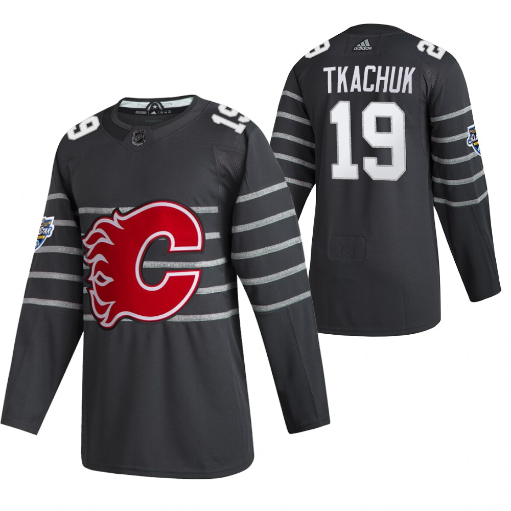 Men's Calgary Flames #19 Matthew Tkachuk 2020 Grey All Star Stitched NHL Jersey