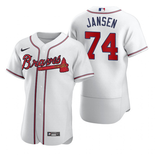 Men's Atlanta Braves #74 Kenley Jansen White Flex Base Stitched Baseball Jersey