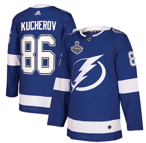 Men's Tampa Bay Lightning #86 Nikita Kucherov 2021 Blue Stanley Cup Final Bound Stitched NHL Jersey