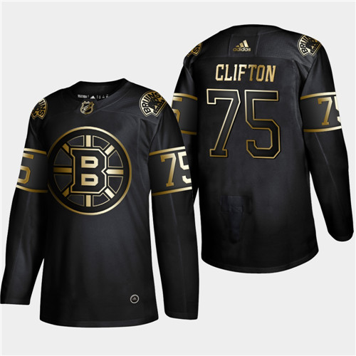 Men's Boston Bruins #75 Connor Clifton Black Golden Edition Stitched NHL Jersey