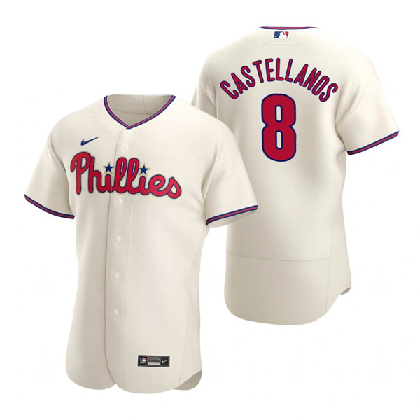 Men's Philadelphia Phillies #8 Nick Castellanos Cream Flex Base Stitched Baseball Jersey