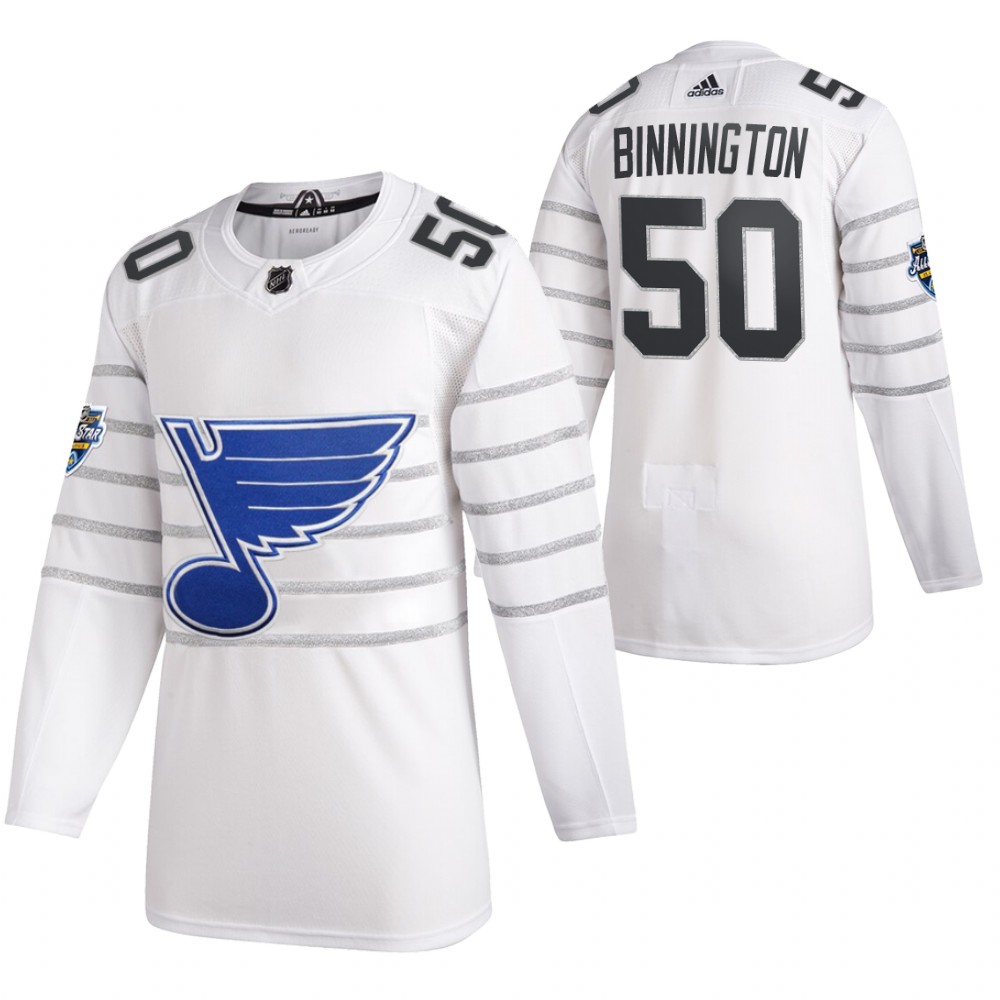 Men's St. Louis Blues #50 Jordan Binnington 2020 White All Star Stitched NHL Jersey