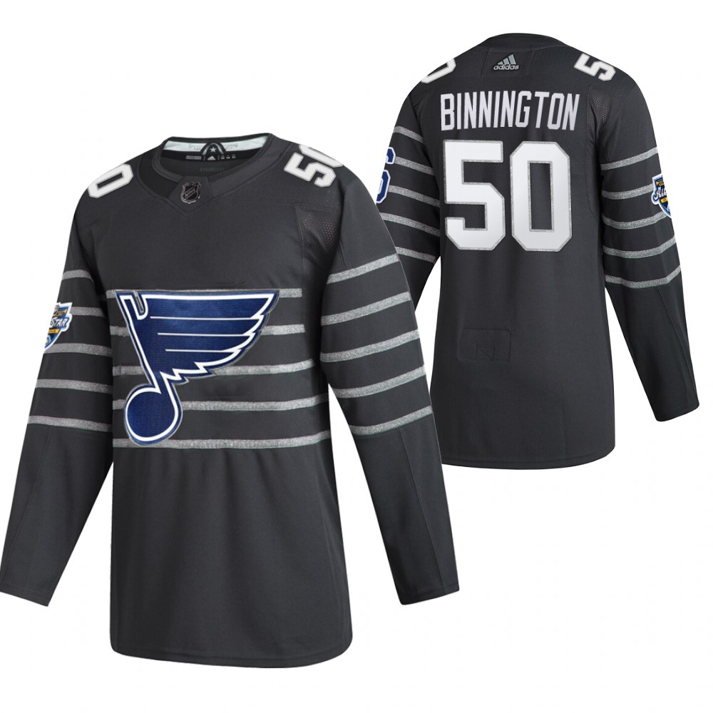 Men's St. Louis Blues #50 Jordan Binnington 2020 Grey All Star Stitched NHL Jersey