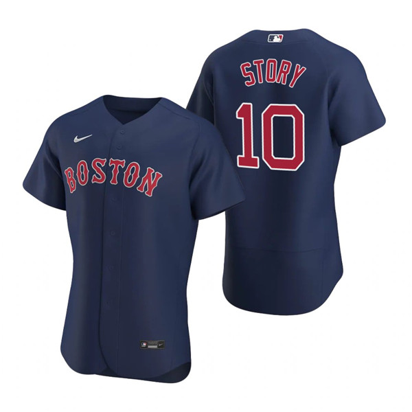 Men's Boston Red Sox #10 Trevor Story Navy Flex Base Stitched Baseball Jersey