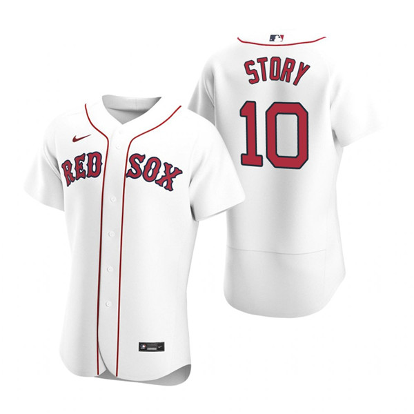 Men's Boston Red Sox #10 Trevor Story White Flex Base Stitched Baseball Jersey